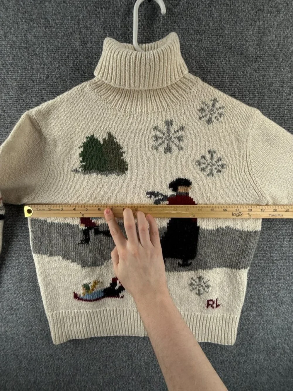 Ralph Lauren XL Hand Knit Tricote A La Main Turtleneck Sweater Graphic Winter